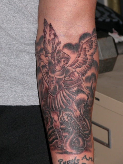Black  Gray Angel tattoo men at theYoucom