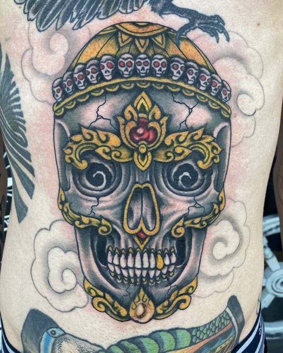 Tattoo design  Tibet skull and sakura by Xenija88 on DeviantArt