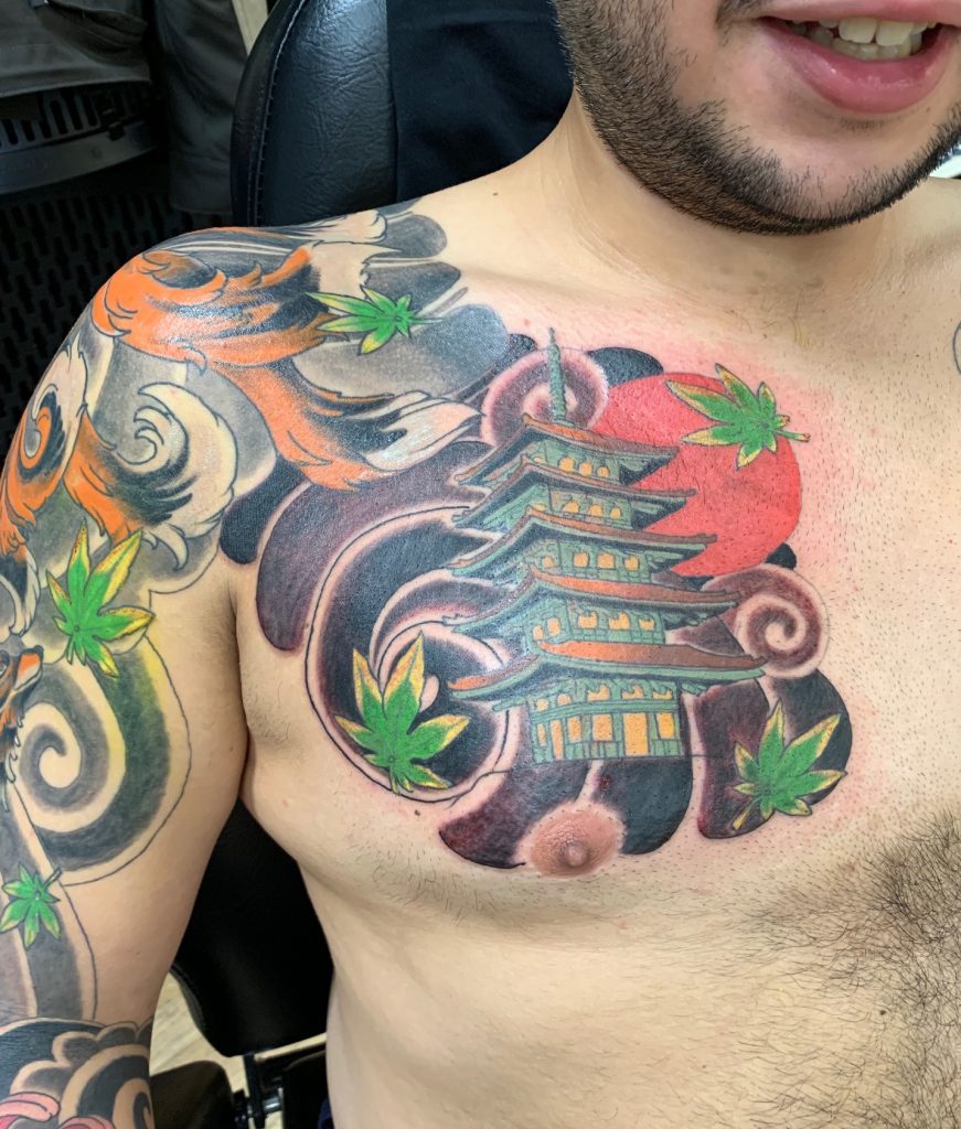 CTrelles on Instagram Japanese pagoda tattoo Ive done tattoo  tattooer tattoolife tattoodo tattoomagazine tattooist fkirons  fkironsproteam luckylunalifetattoocare luckylunalife industryinks  miamitattoos